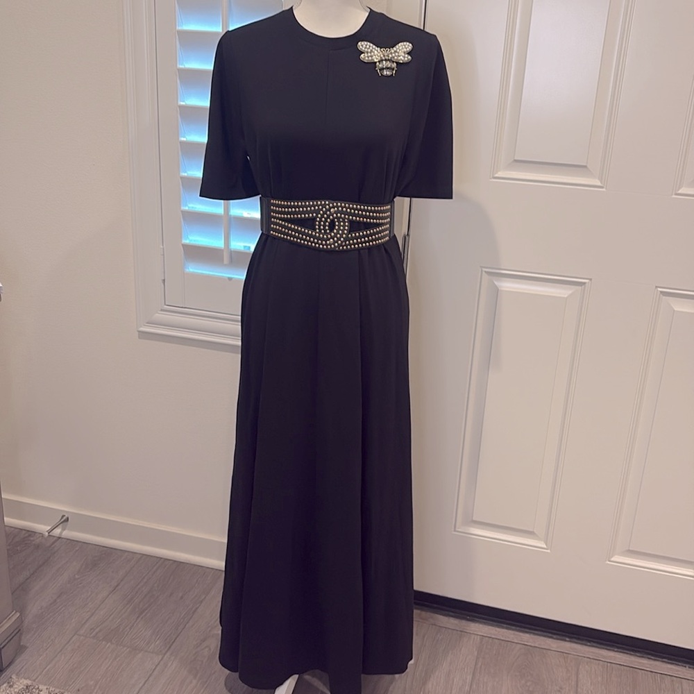 Chico’s ponte A-line elbow sleeve maxi dress in black 1/US 8 - Picture 8 of 11
